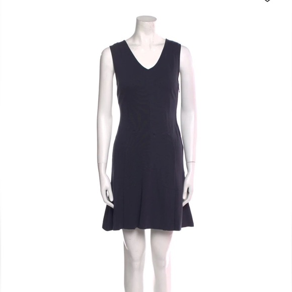 Theory Vneck stretch navy shirt dress size petite side zip - Picture 1 of 7